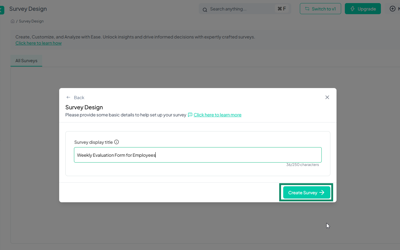 Quick Form Survey Details