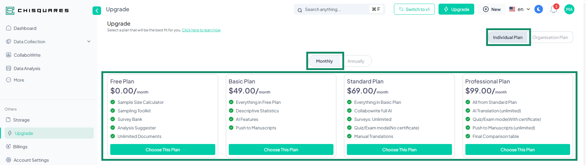 Monthly Individual Plan