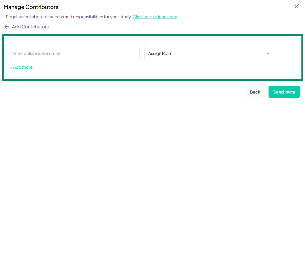 Add Collaborator panel with email and role assignment fields