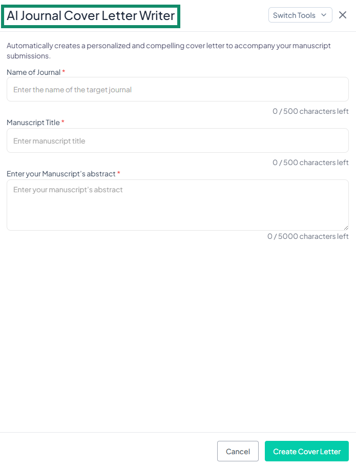 AI Journal Cover Letter Writer