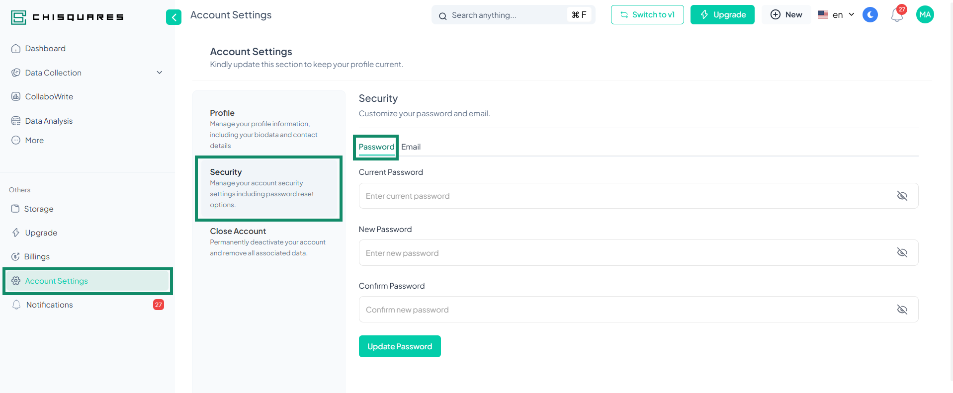 Security-Password-update