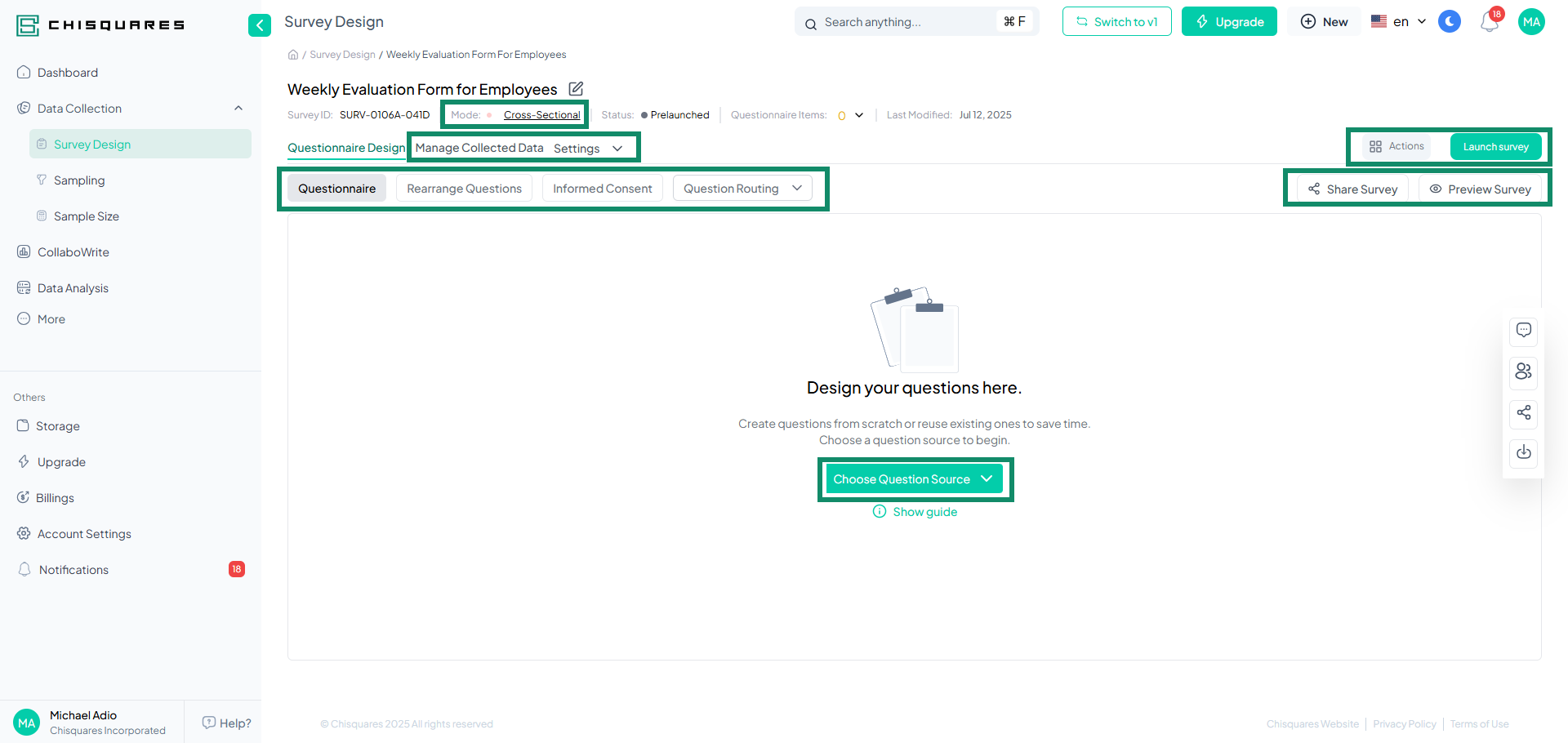 Standard survey created